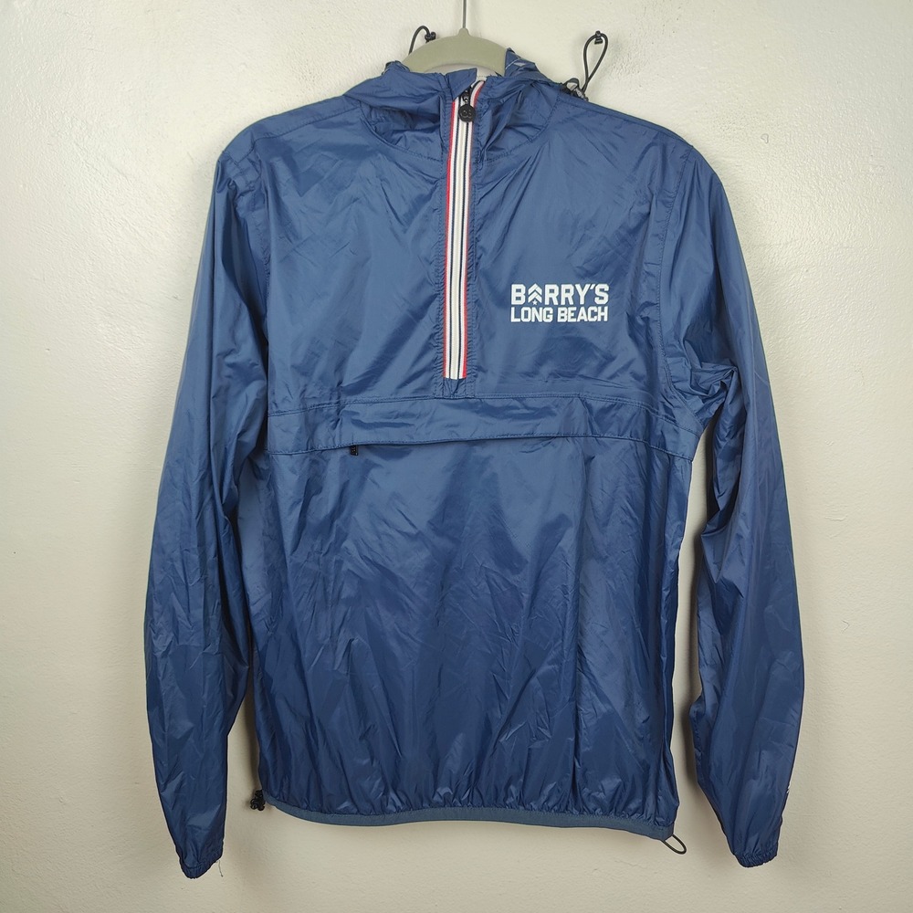 O8 Lifestyle x Barrys Long Beach Windbreaker‎ Jacket Mens Small Blue Packable